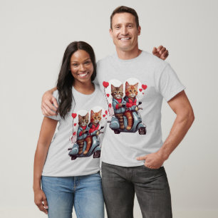 T-shirt Saint Valentin Chat sur un Scooter 12k Design