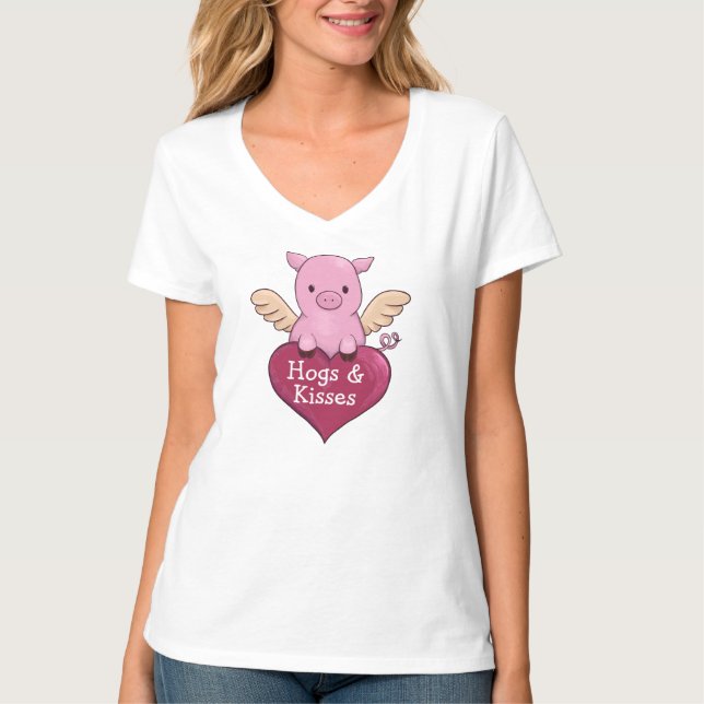 T-shirt Saint-Valentin Cochon Porc et Bisous (Devant)