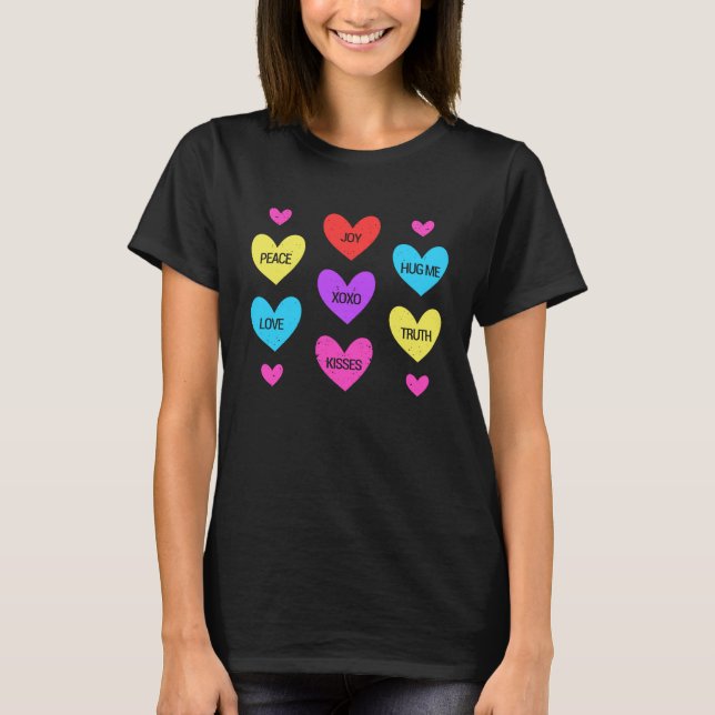 T-shirt Saint-Valentin Coeur bonbons jumelés Couples amour (Devant)