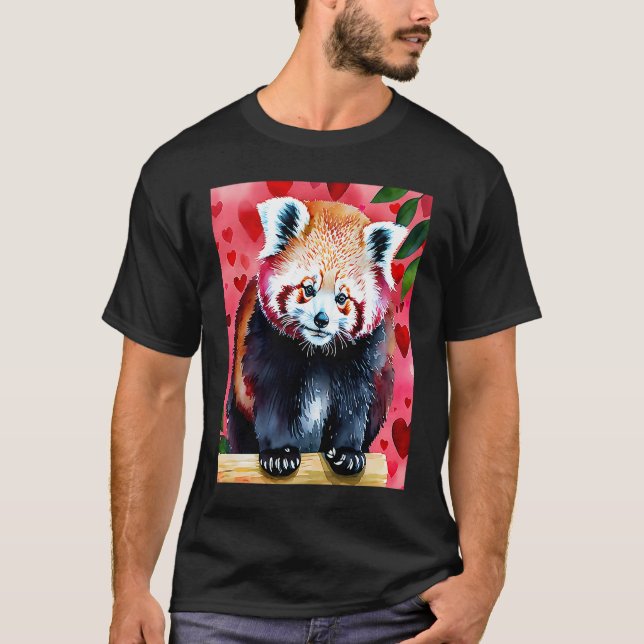 T-shirt Saint-Valentin Cœur d'amour Panda rouge Petite ami (Devant)