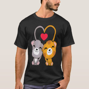 T-shirt Saint-Valentin Cœur de Chat Mignon Chat Chaton Amo