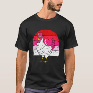 T-shirt Saint Valentin Cœur de Poulet Animal de Ferme Rétr