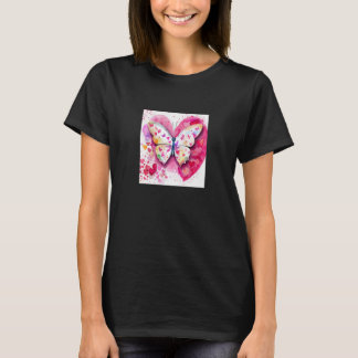 T-shirt Saint-Valentin Cœur Papillon Amour Petite Amie Fi