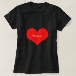 T-shirt Saint-Valentin Coeur rouge Noir Monogramme personn<br><div class="desc">Imprimé avec grand coeur motif en solide noir arrière - plan avec modèle texte pour nom!</div>
