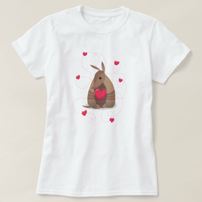 T-shirt Saint Valentin Coeur Texas Armadillo (Design devant)