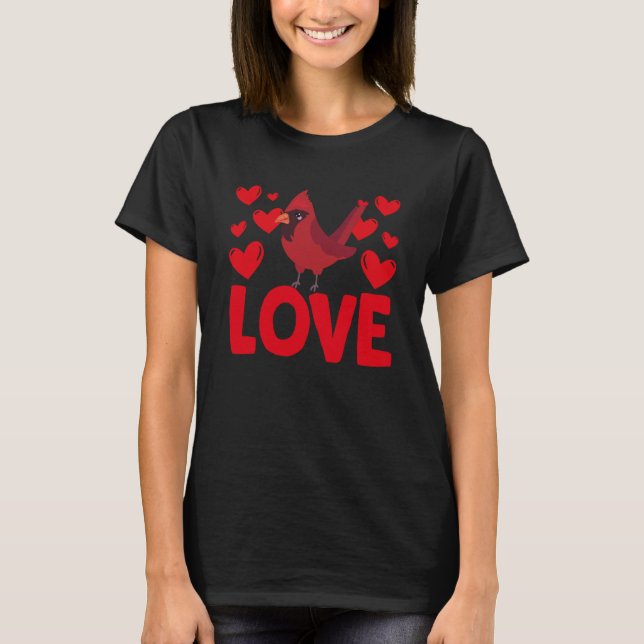 T-shirt Saint Valentin Coeurs Aimer Cardinal Animal Femmes (Devant)