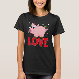 T-shirt Saint Valentin Coeurs Aimer Cochon Animal Femmes