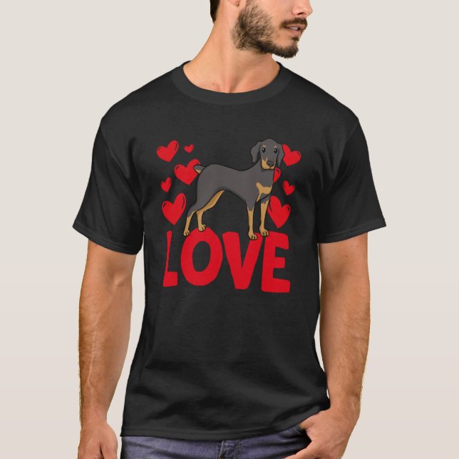 T-shirt Saint Valentin Coeurs Aimer Doberman Animal Femmes (Devant)