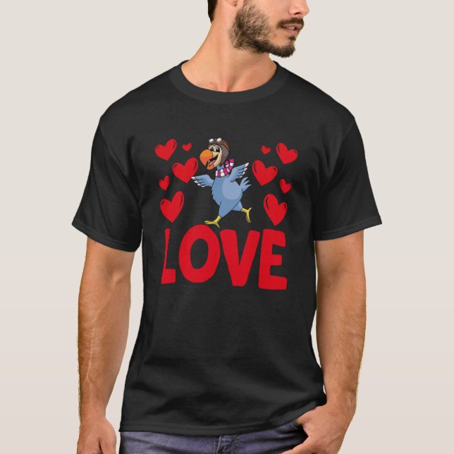 T-shirt Saint Valentin Coeurs Aimer Dodo Oiseaux Femmes an (Devant)
