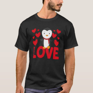 T-shirt Saint-Valentin Coeurs Aimer Pingouin Femmes animal