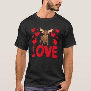 T-shirt Saint Valentin Coeurs Amour Moose Animal Femmes 1