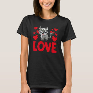 T-shirt Saint Valentin Coeurs Amour Raccoon Animal Femmes