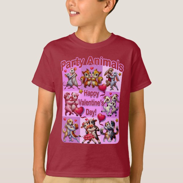 T-shirt Saint Valentin Couples dansants "Animaux de fête" (Devant)