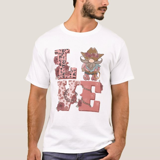 T-shirt Saint Valentin Cowboy Gnome (Devant)