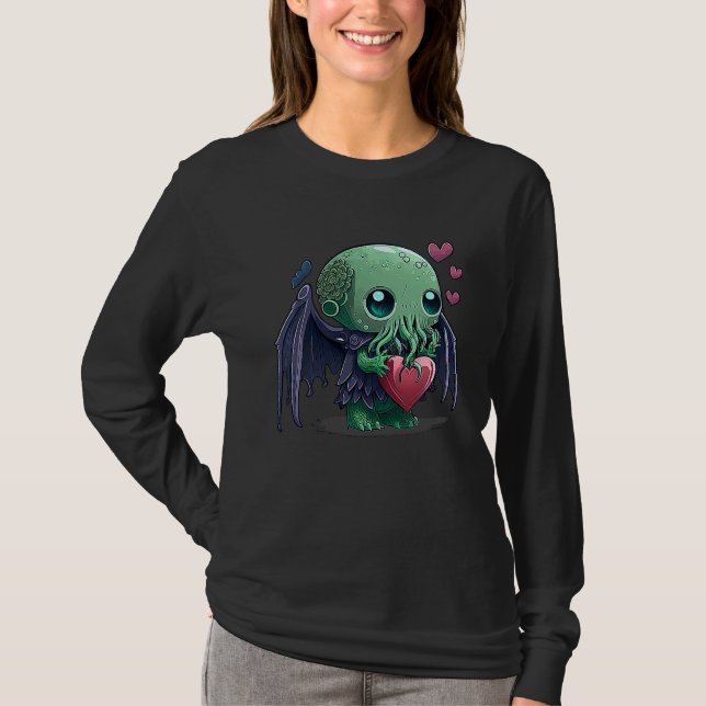 T-shirt Saint-Valentin Cthulhu Mignon Unique (Devant)
