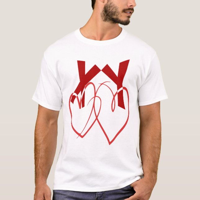 T-shirt Saint Valentin deux mignons coeurs rouges amour (Devant)