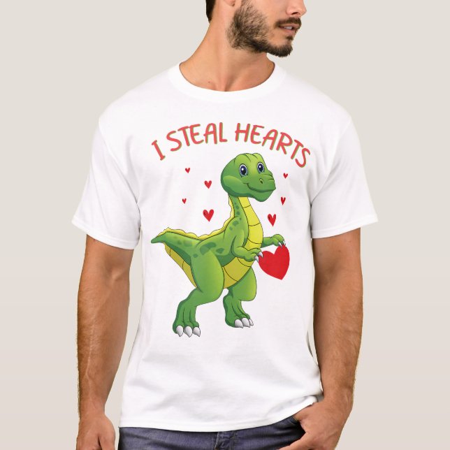 T-shirt Saint Valentin Dinosaure I Steal Hearts T-rex (Devant)