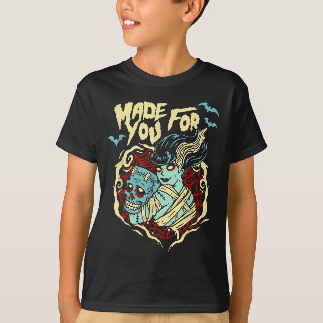 T-shirt Saint-Valentin Frankenstein fait pour vous amoureu (Devant)