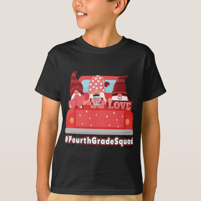 T-shirt Saint Valentin Gnomes Red Hearts mignonne (Devant)