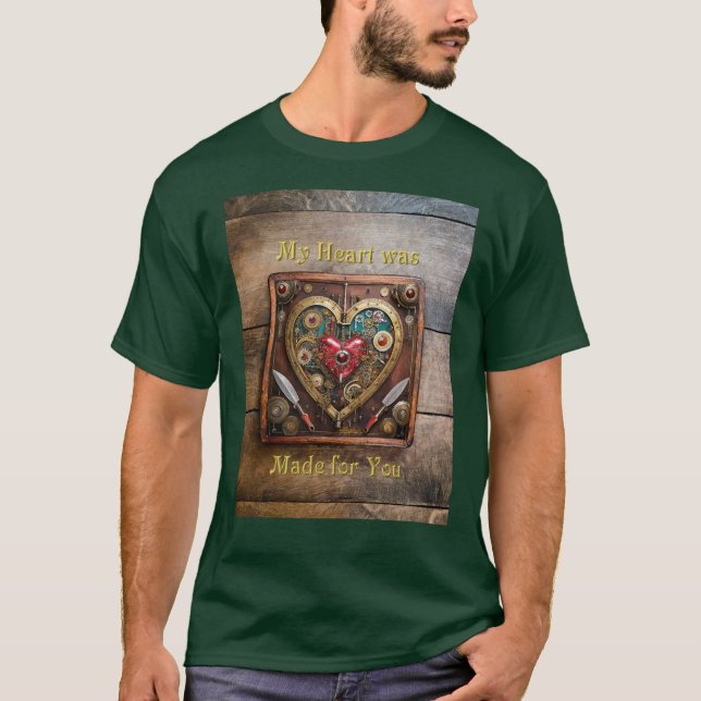 T-shirt Saint-Valentin Guerrier Steampunk Rubis Et Poignar (Devant)