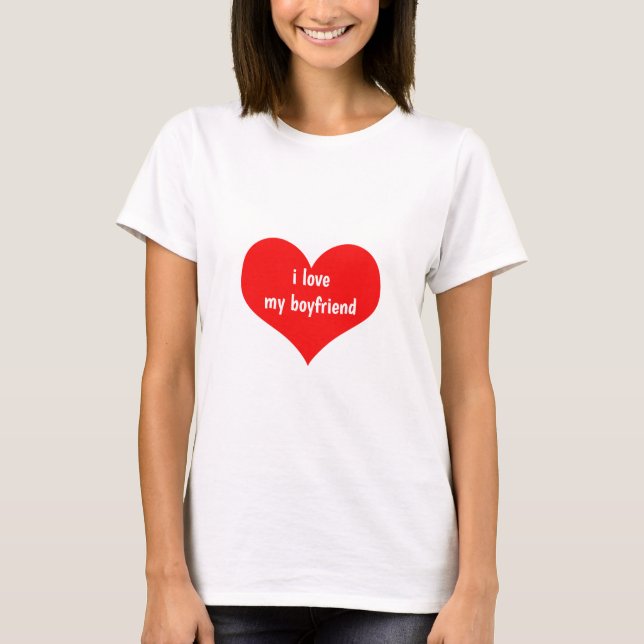 T-shirt Saint-Valentin J'aime mon copain Red Heart Cadeau (Devant)