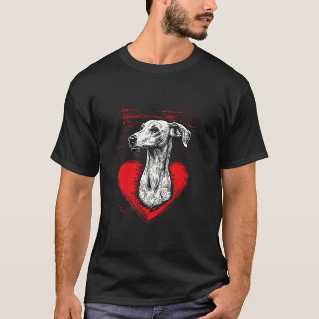 T-shirt Saint-Valentin Lévrier Whippet Saint-Valentin (Devant)