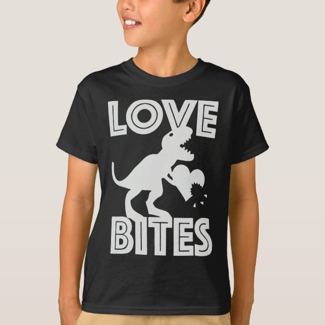 T-shirt Saint-Valentin Love Bites Dinosaure  (Devant)