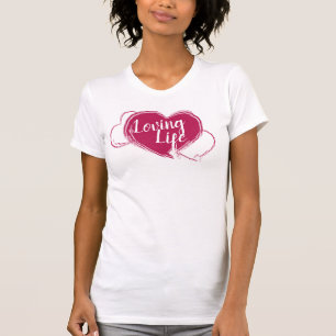 T-shirt Saint Valentin Loving Life Triple Hot Rose Heart