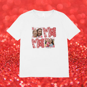 T-shirt Saint-Valentin Maman et enfant coeurs à carreaux r
