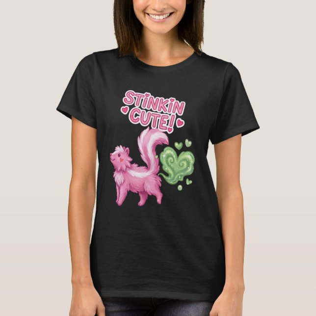 T-shirt Saint Valentin Mignon Rose Fétide Kawaii Skunk Coe (Devant)