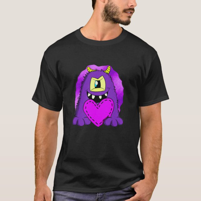 T-shirt Saint Valentin monstre des coeurs 17 (Devant)