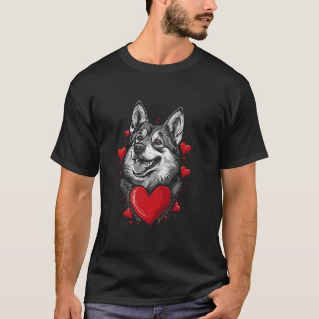 T-shirt Saint-Valentin Norwegian Elkhound (Devant)