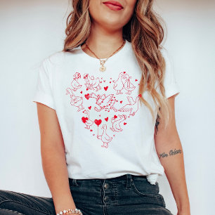 T-shirt Saint-Valentin Oie Ridicule Cœur Oie drôle et mi