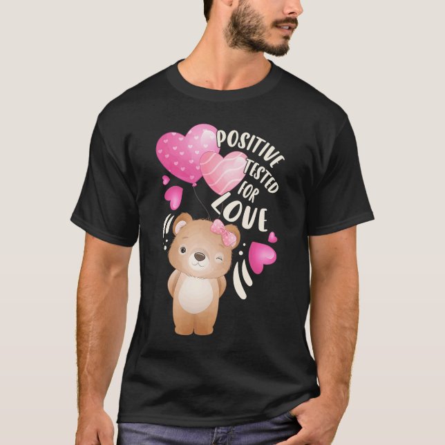 T-shirt Saint Valentin ours fille avec coeur (Devant)