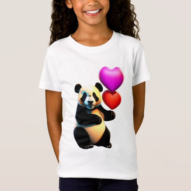 T-Shirt Saint Valentin, Panda & Heart Balloon, Saint Valen (Devant)