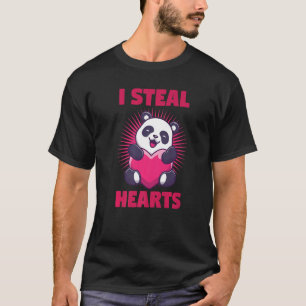 T-shirt Saint-Valentin Panda Ours Animal Je vole Coeurs