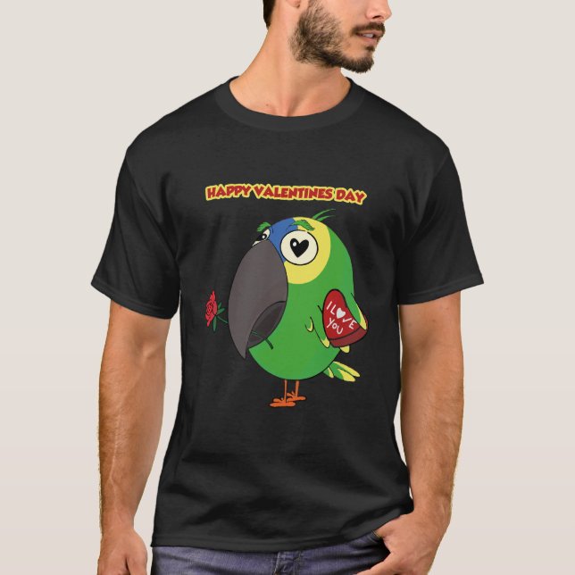 T-shirt Saint Valentin perroquet, amour perroquet, perroqu (Devant)