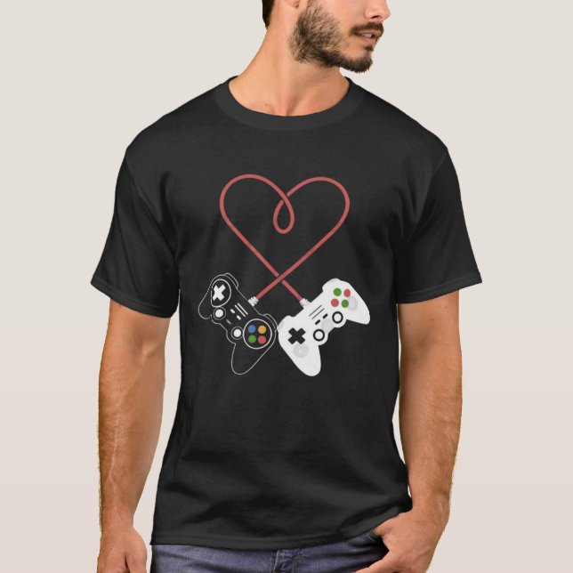 T-shirt Saint Valentin Plaisir du joueur : Inspiré du coeu (Devant)