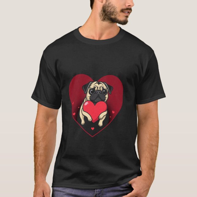 T-shirt Saint-Valentin Pug Coeur (Devant)