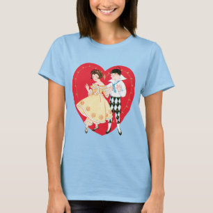 T-shirt Saint-Valentin Rétro, Arlequin et Cœur Vintage