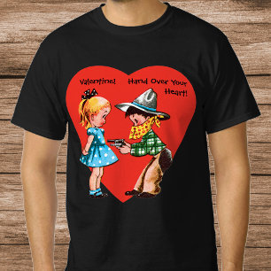 T-shirt Saint-Valentin Rétro, Cowboy Vintage avec Fille