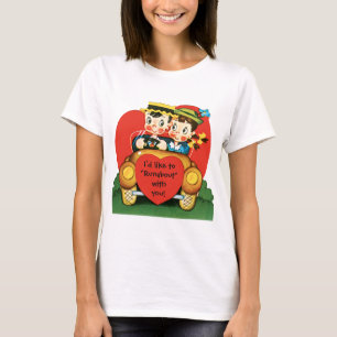 T-shirt Saint-Valentin rétro, garçon et fille vintage en v