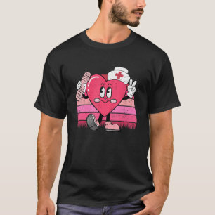 T-shirt Saint-Valentin Rétro Groovy Cœur Mignon Femme Nur