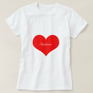 T-shirt Saint-Valentin Rouge Cœur Monogramme Personnalisé