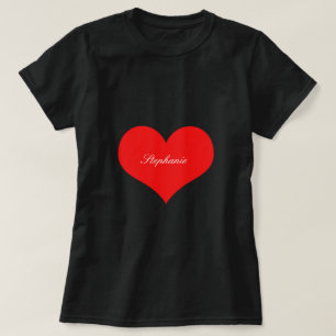 T-shirt Saint-Valentin Rouge Cœur Monogramme Personnalisé