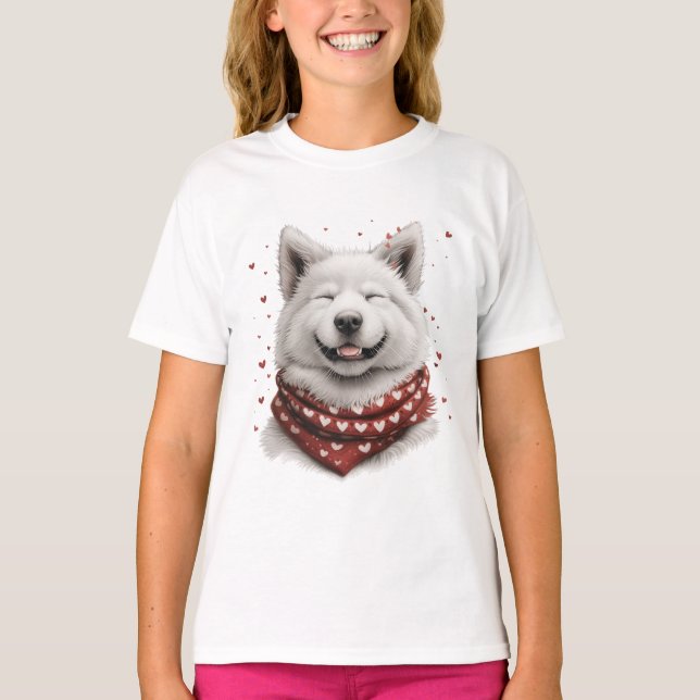 T-shirt Saint-Valentin Samoyède Chien (Devant)