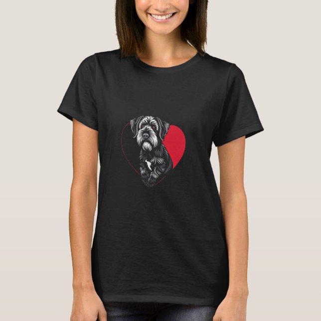 T-shirt Saint-Valentin Schnauzer Chien Cœur (Devant)