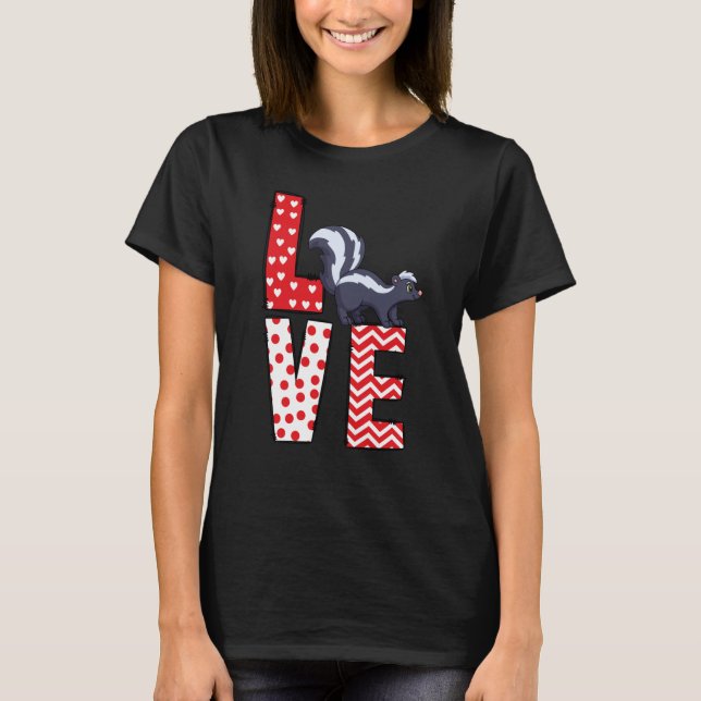 T-shirt Saint-Valentin Skunk Amour Saint-Valentin Cœurs Mi (Devant)