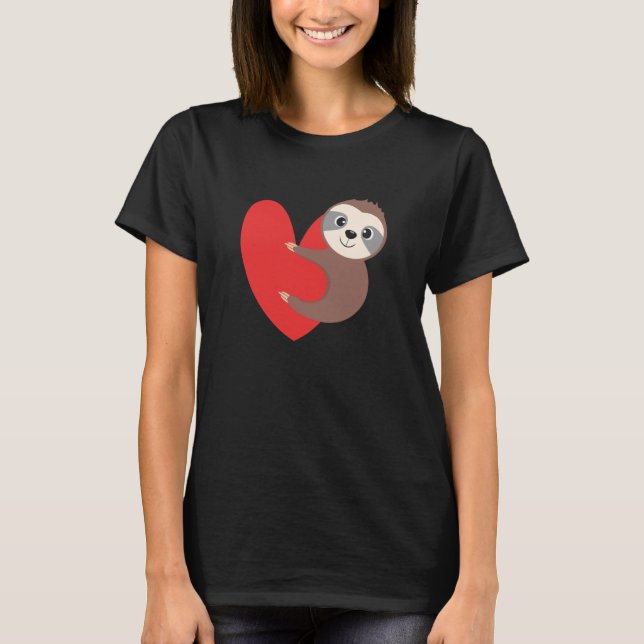 T-shirt Saint Valentin Sloth Heart Sloth Animal Sloth Lov (Devant)