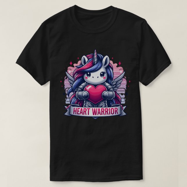 T-shirt Saint Valentin Unicorne d'amour Heart Warrior (Design devant)